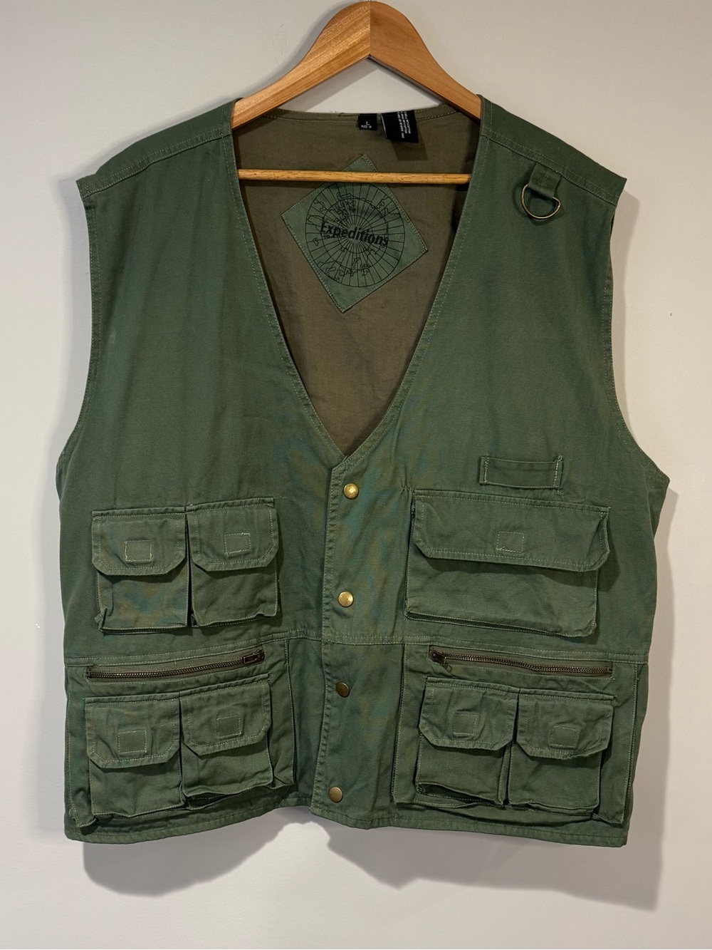Expeditions Hunter Green Fly Fishing Cotton Vest 9 Pockets Utility Sportsman L